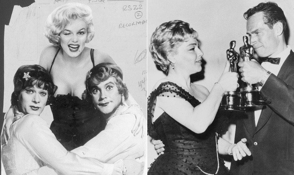 Mesmo com os vários problemas que Monroe teve no set de filmagens ela ainda conseguiu entregar uma emocionante intepretação como Sugar Kane, mas acabou sendo esonobada pela Academia — Foto: IMDB/Divulgação