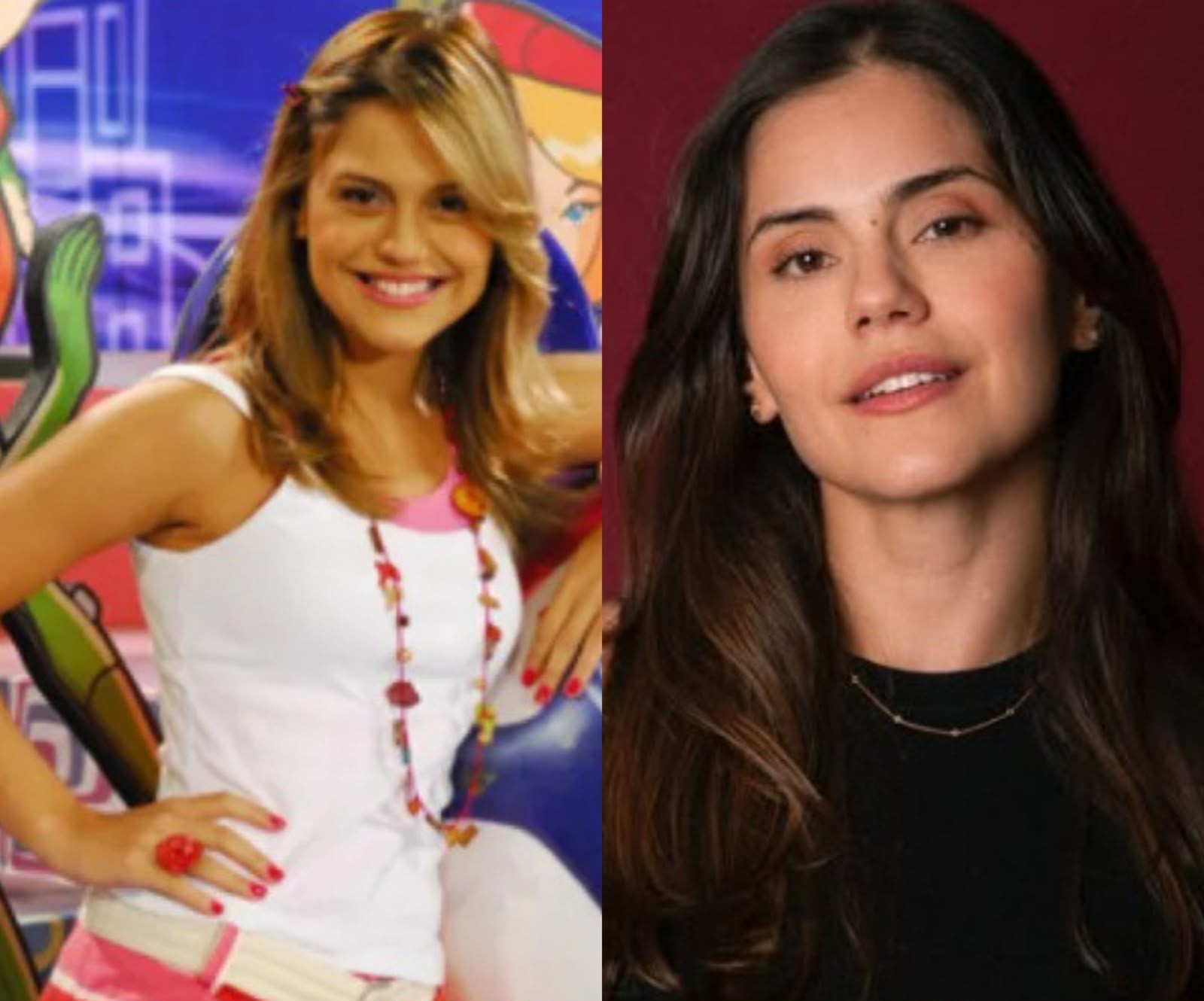 éssika Alves apresentou a "TV Globinho" em 2010. Ela ainda trabalha como atriz na TV e na internet — Foto: Reprodução/ TV Globo e Instagram
