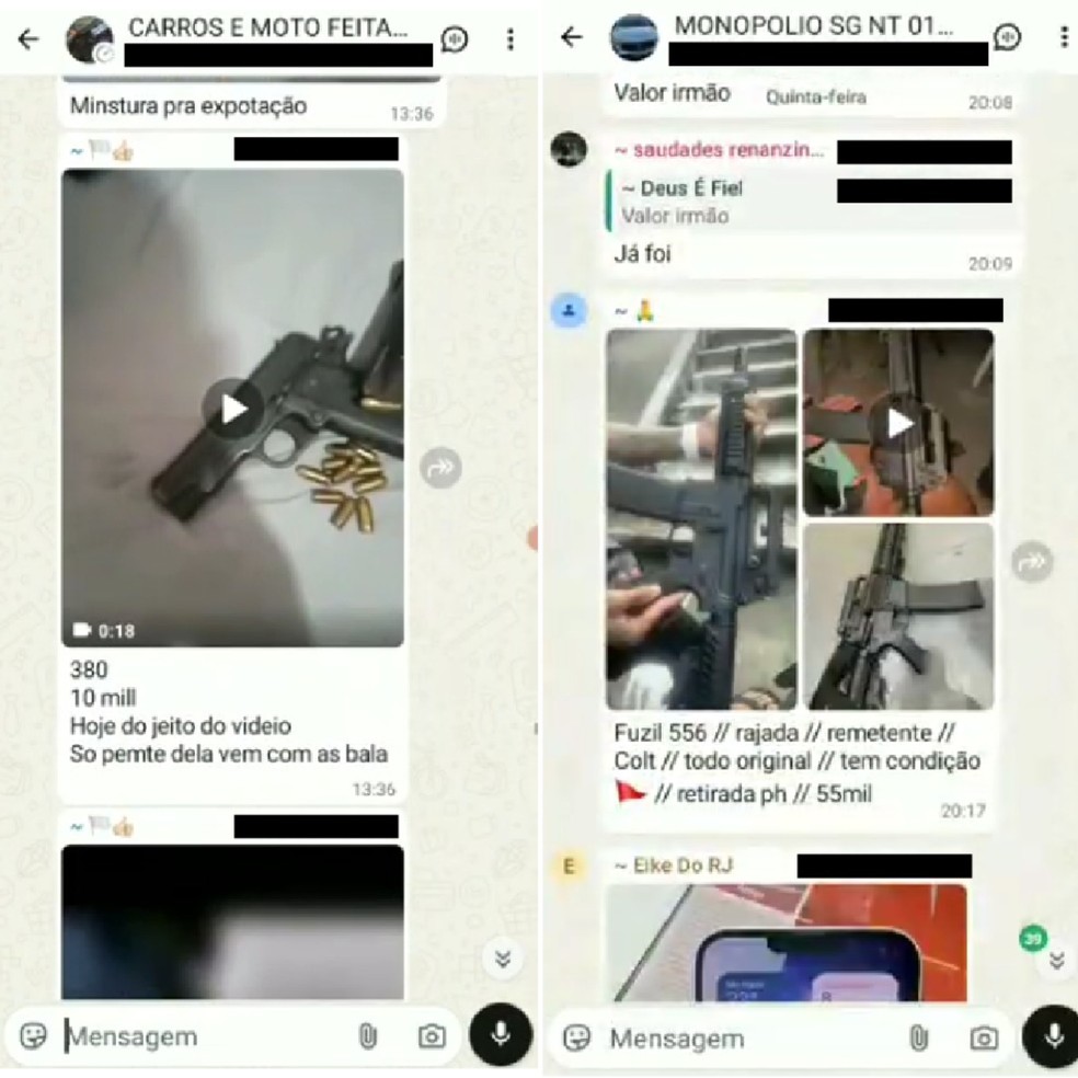 Criminosos anunciam armas em grupos de WhatsApp — Foto: Reprodução