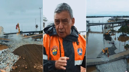 Porto Alegre derruba passarela para construir corredor humanitário e facilitar a chegada de ajuda