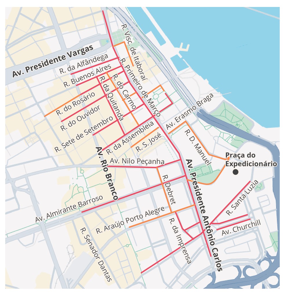 Interdições no Centro — Foto: Editoria de Arte