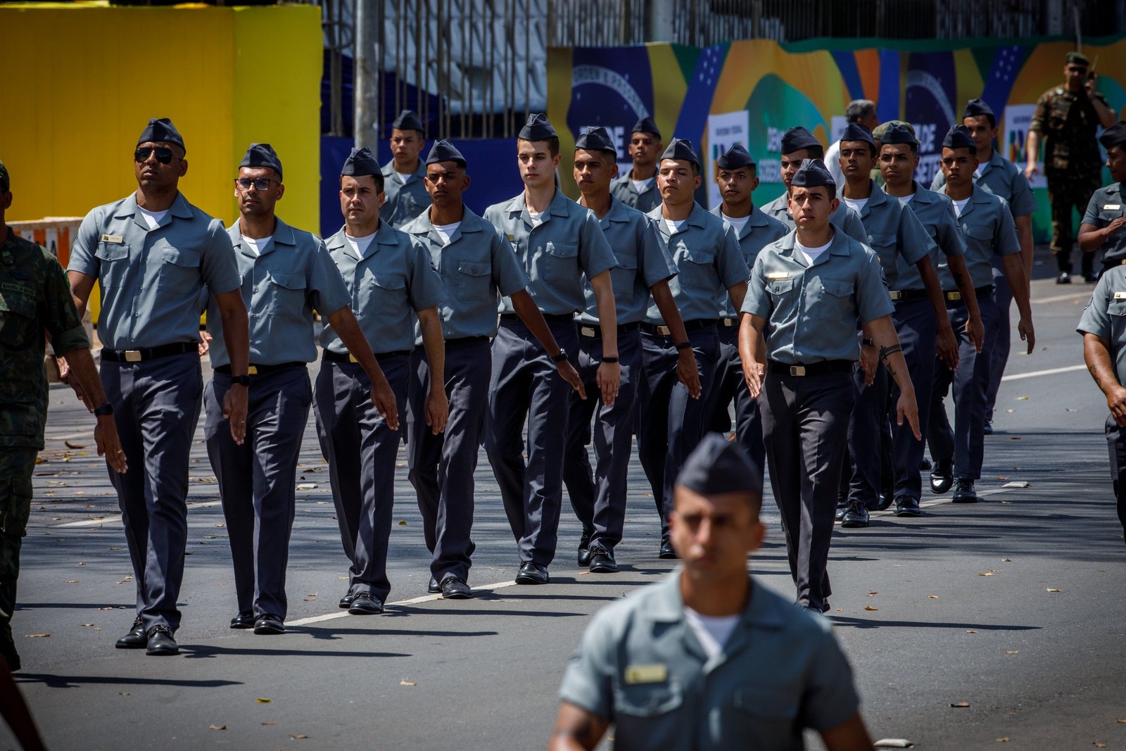7 de Setembro: militares ensaiam para desfile na Esplanada dos Ministérios, em Brasília. — Foto: Brenno Carvalho/Agência O Globo