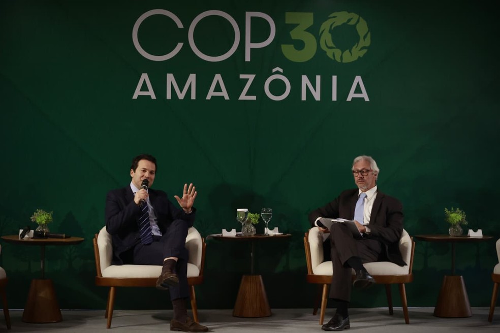 Branko Svarlic, CEO da Phillip Morris Brasil, conversou com o jornalista Arthur Rosa sobre a visão de sustentabilidade da empresa — Foto: Cristiano Mariz