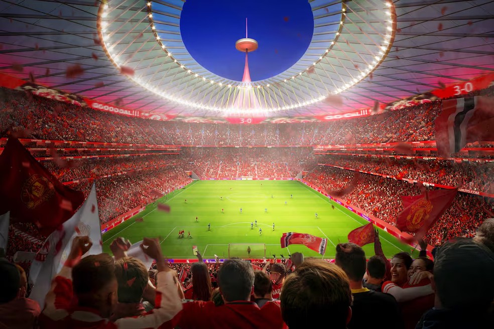 Manchester United revela detalhes de novo estádio para 100 mil torcedores — Foto: Reprodução