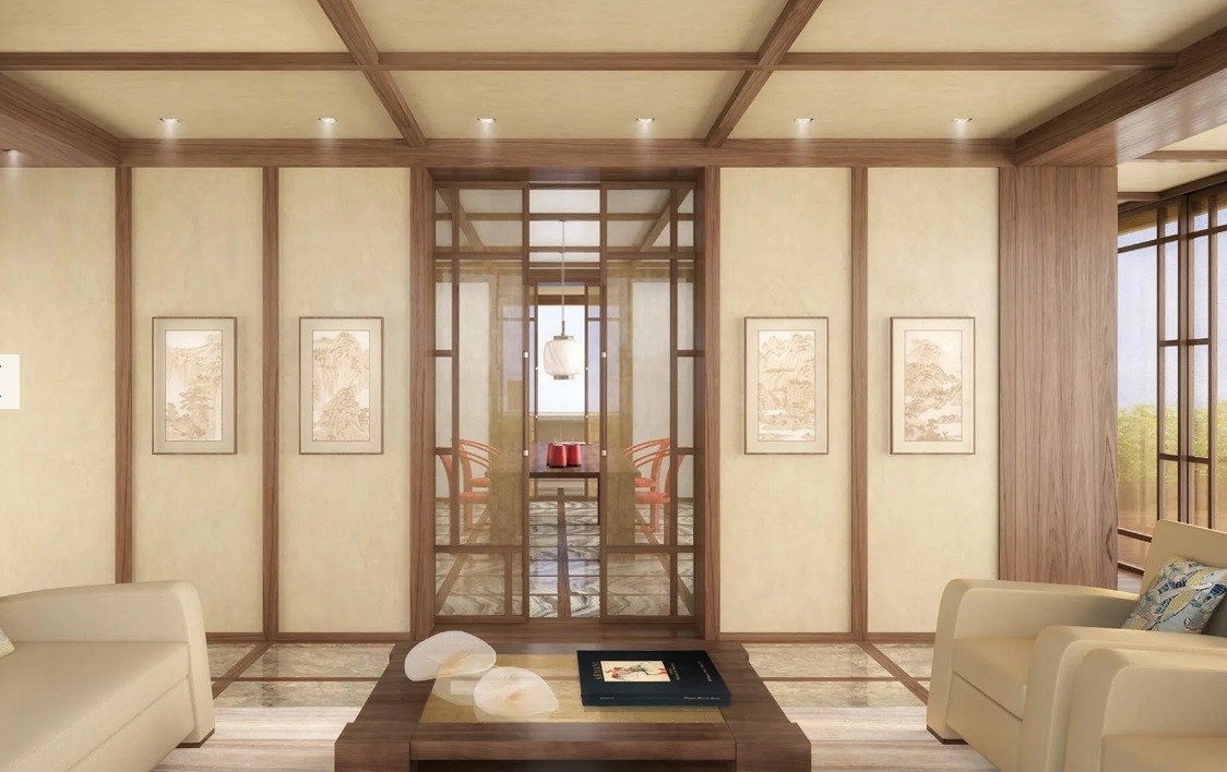 Sala de estar de uma casa armani de pequim, na China - foto: reprodução