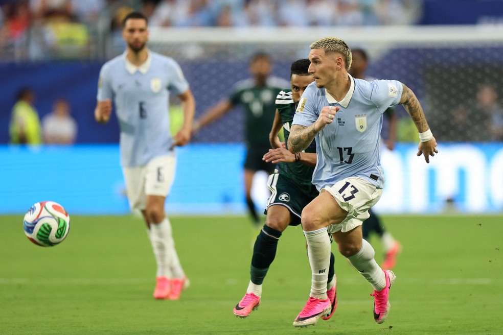 Varela em ação na estreia do Uruguai na Copa do Mundo 2026 — Foto: AFP