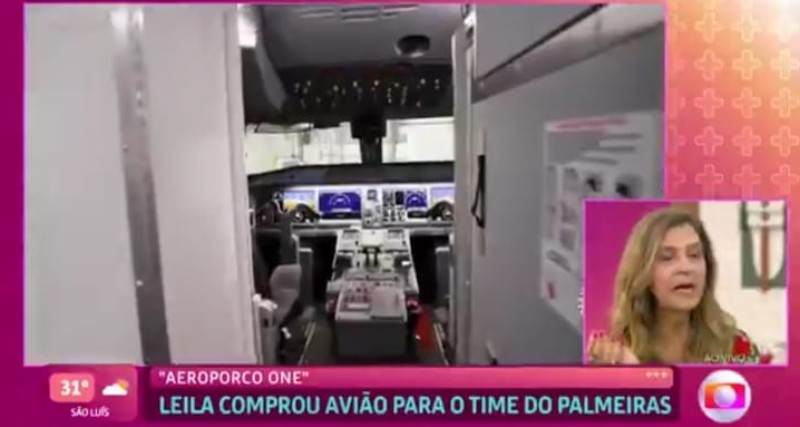Conheça avião do Palmeiras comprado por Leila Pereira, presidente do clube — Foto: Reprodução TV Globo