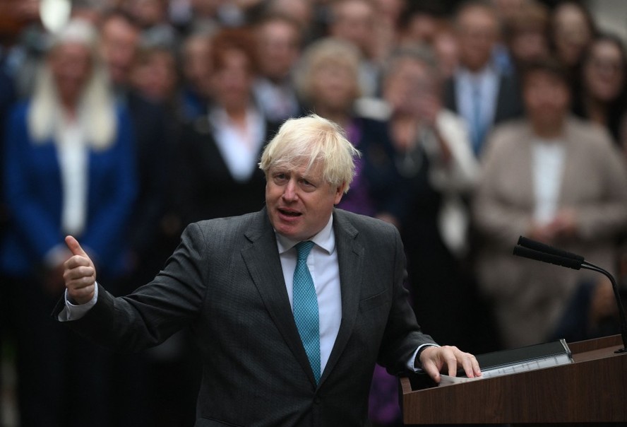 Boris Johnson, em seu último discurso como premier do Reino Unido