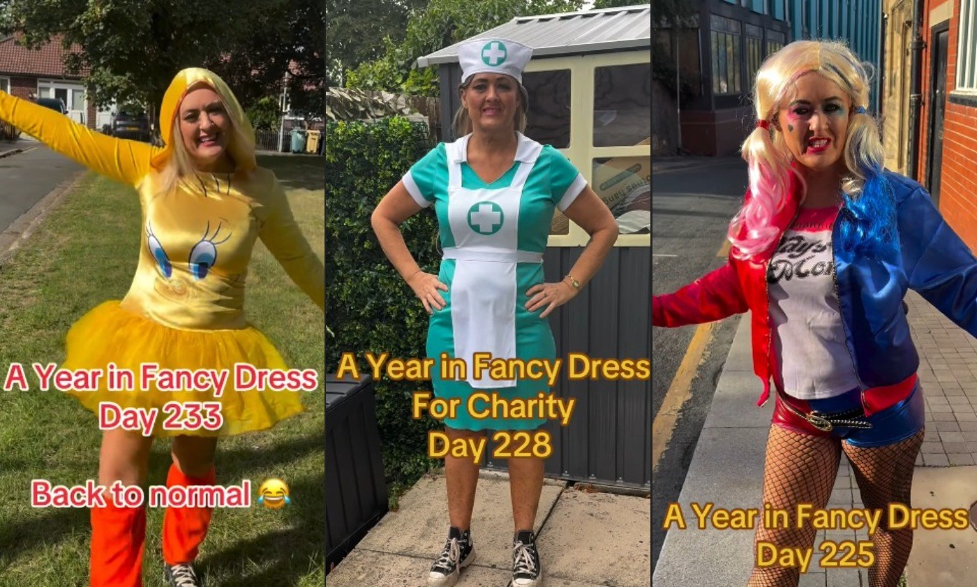Mulher passa 2026 usando fantasias diferentes todos os dias para arrecadar dinheiro e doar a instituições; entenda - QTU Questões do Universo