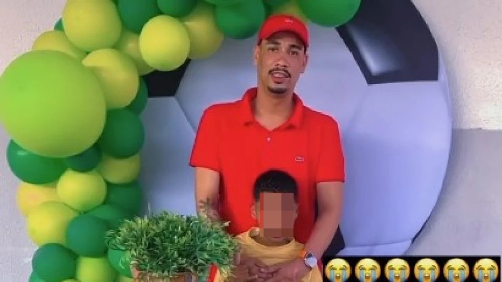 Filipe Junior Moreira Lima, e o filho Heitor, foram mortos em chacina durante a festa de aniversário da criança — Foto: Reprodução