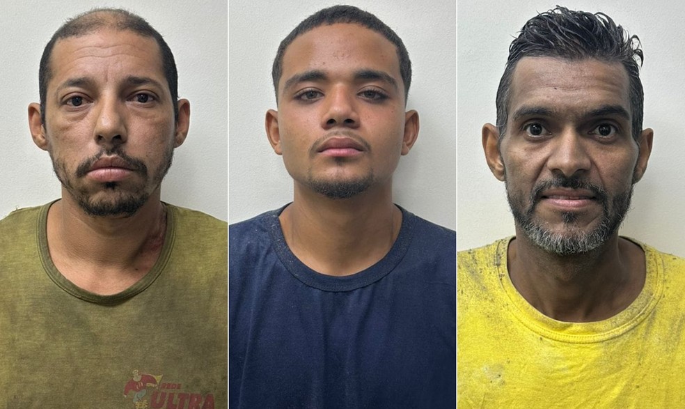 Fernando Alves de Souza, André Lucas dos Santos e Geraldo Manoel da Silva foram presos em flagrante — Foto: Reprodução