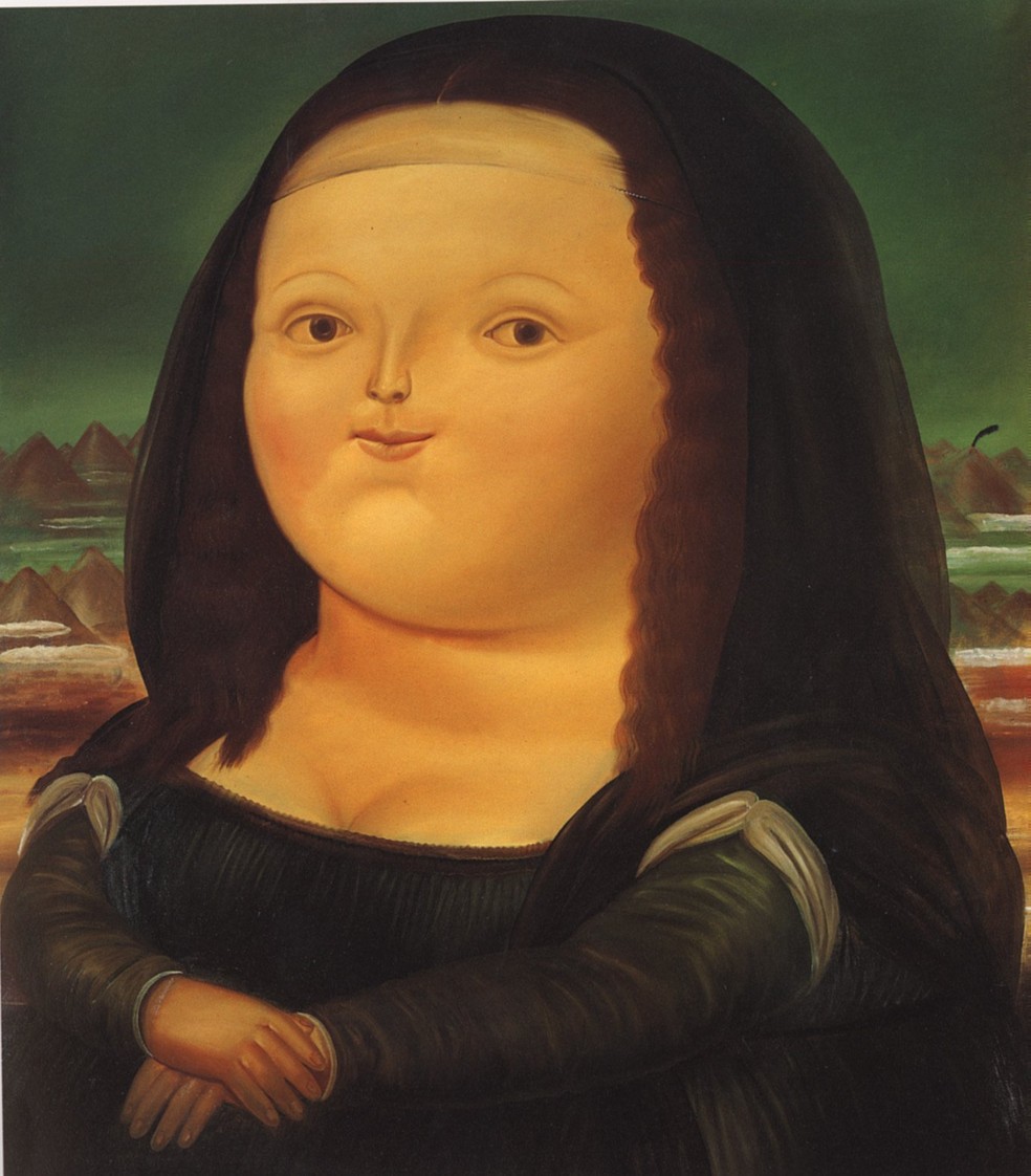 Quadro "Mona Lisa", de 1977, do artista plástico colombiano Fernando Botero: recriação de pintura clássica — Foto: Divulgação