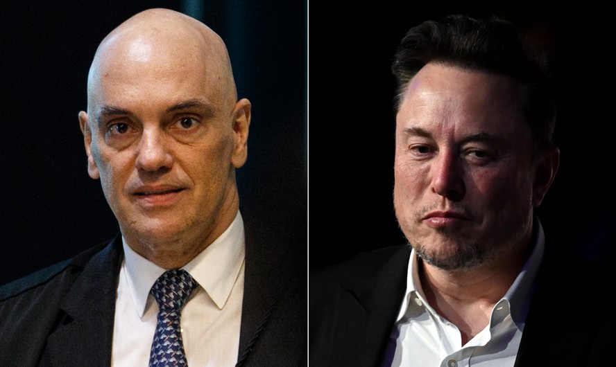 O ministro do Supremo Tribunal Federal (STF) Alexandre de Moraes e o dono da rede X, o bilionário Elon Musk