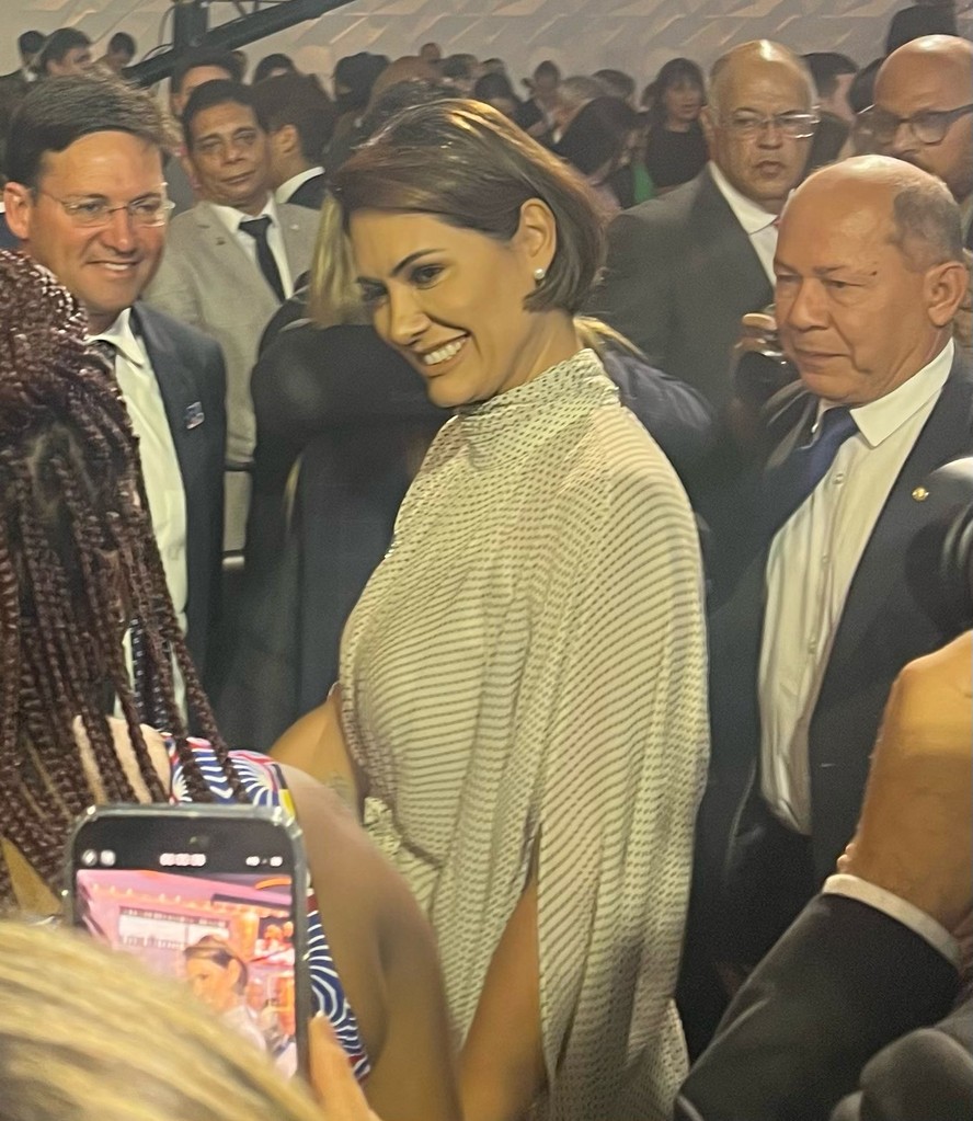 Michelle Bolsonaro em evento de sua posse como presidente do PL Mulher