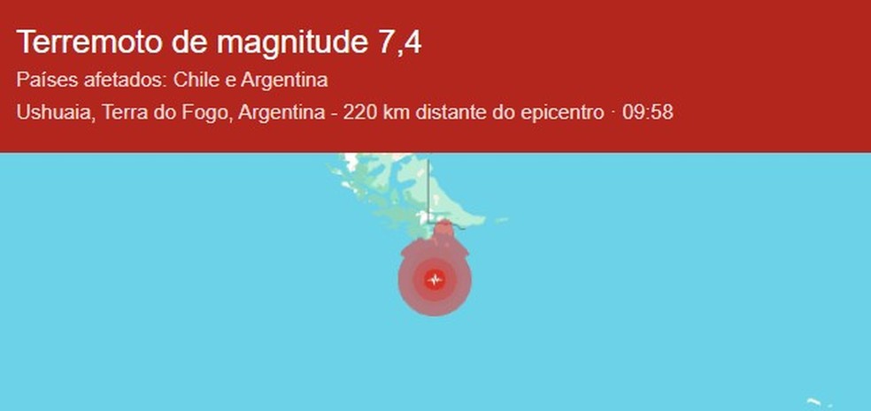 Terremoto atinge sul do Chile e gera alerta de tsunami — Foto: Reprodução