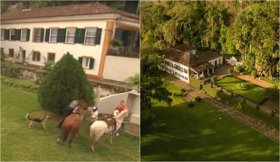Fazenda de Guiomar em'A viagem' — Foto: Reprodução/Globo e Reprodução/Instagram