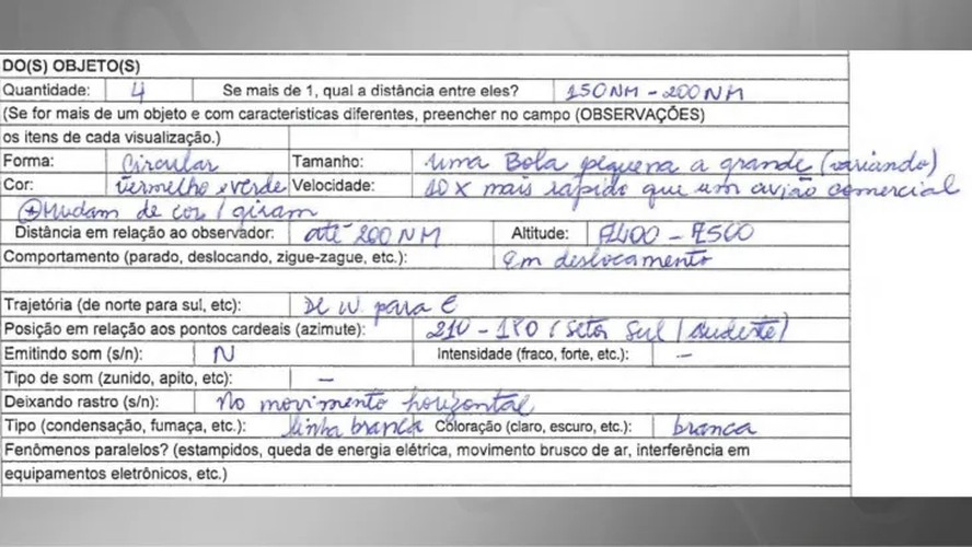 Um dos documentos divulgados pelo Arquivo Nacional cita 'uma bola dez vezes mais rápida que um avião'
