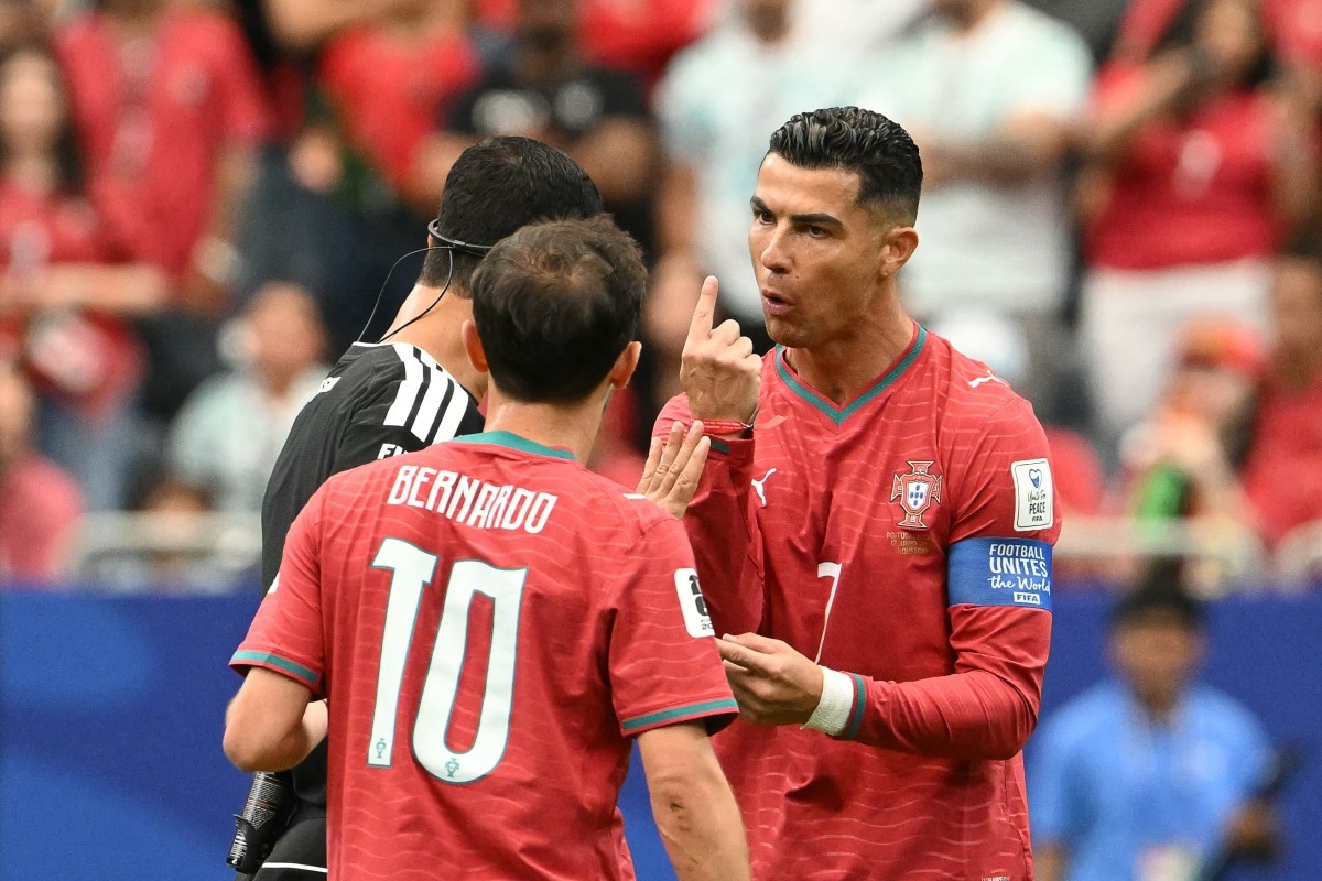 Cristiano Ronaldo teve atuação apagada contra a RD Congo em sua estreia na Copa deste ano — Foto: RONALDO SCHEMIDT/AFP