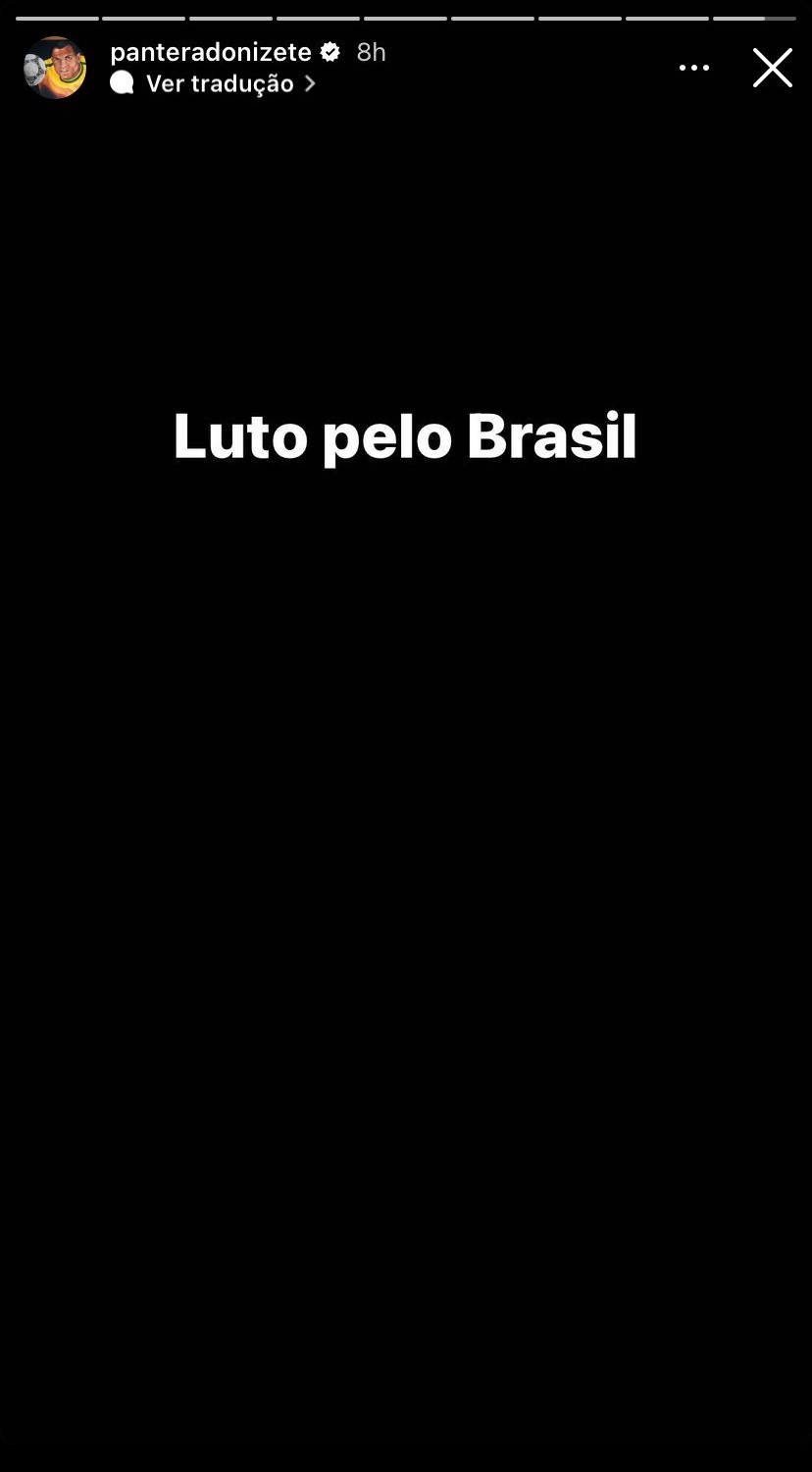 Donizete Pantera foi às redes sociais postar "luto pelo Brasil" após vitória de Lula — Foto: Reprodução/Instagram