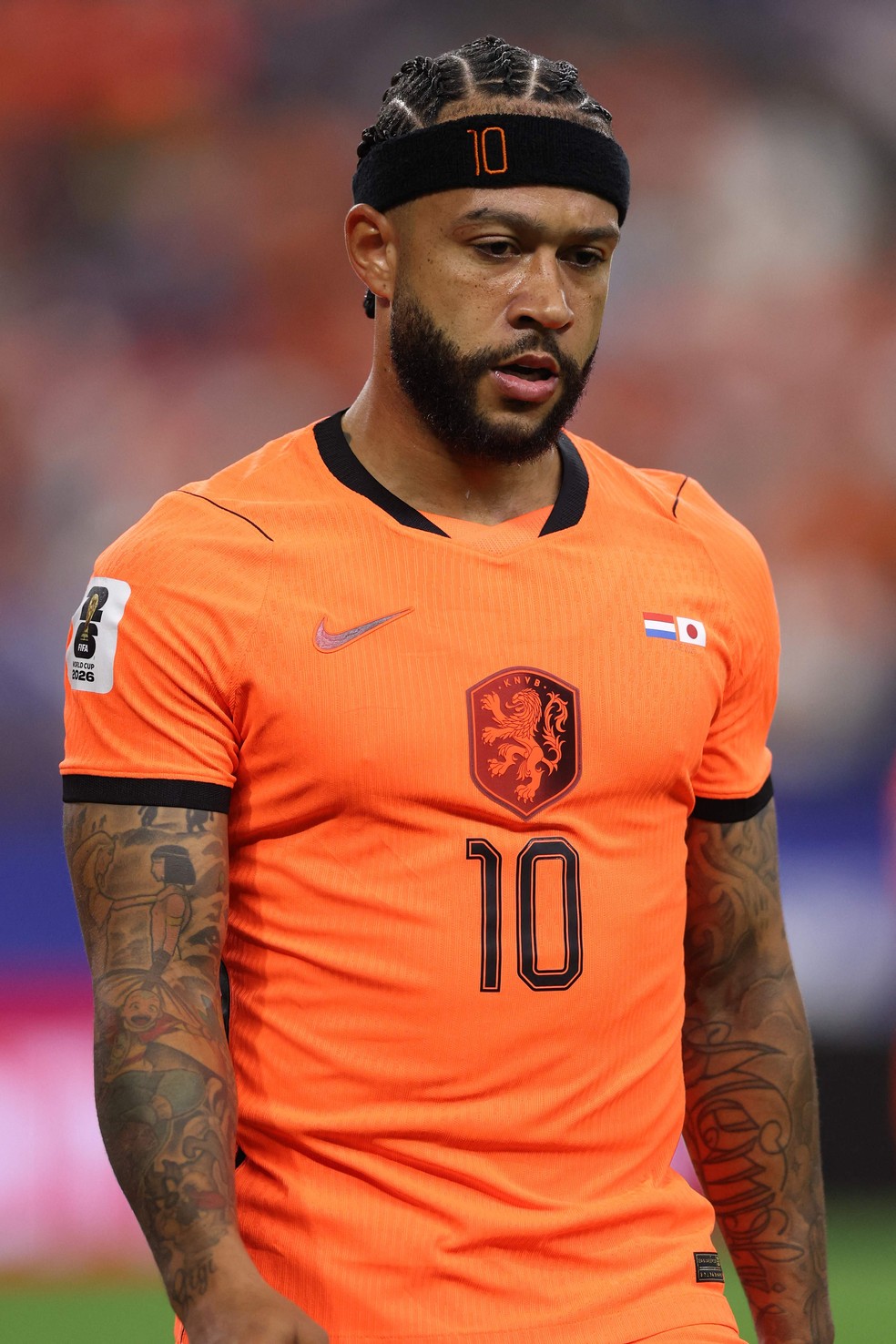 Memphis Depay na estreia da Holanda na Copa do Mundo 2026 — Foto: AFP