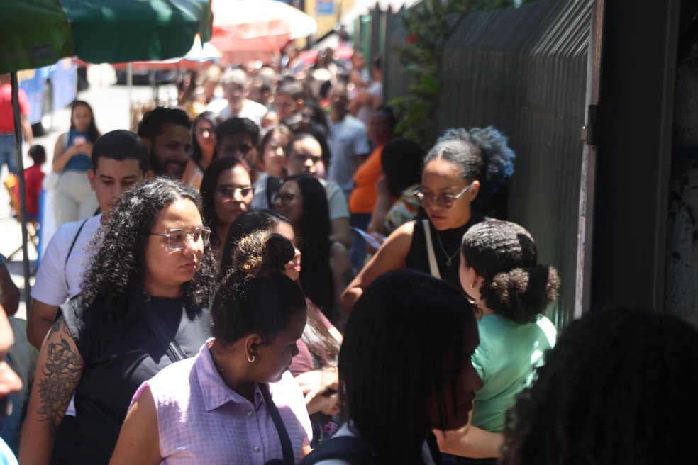 Entrada dos alunos para prova do CNU 2025 na Unigranrio, em Caxias — Foto: Gabriel de Paiva/ Agência O Globo