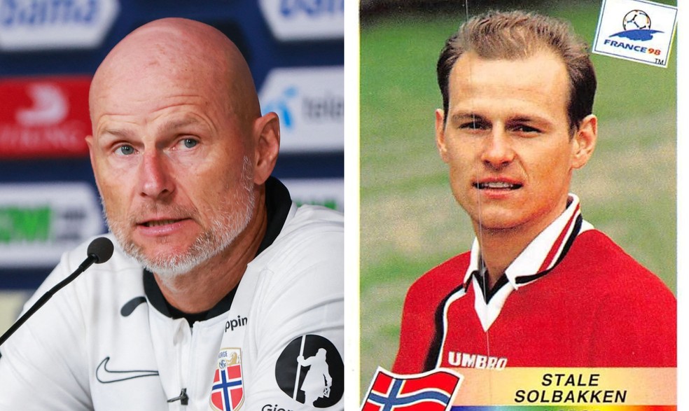 Solbakken, técnico da Noruega, esteve no Mundial de 1998 — Foto: AFP e reprodução