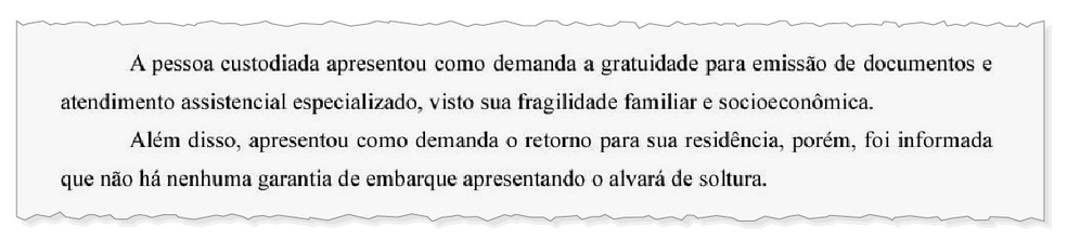 Trecho de processo em que equipe relata atendimento para Patrick — Foto: Reprodução