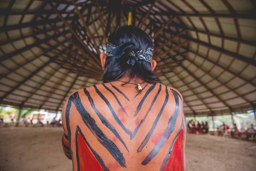 Indígena do povo Yawanawá na Aldeia Sagrada — Foto: Alexandre Noronha/Governo do Acre