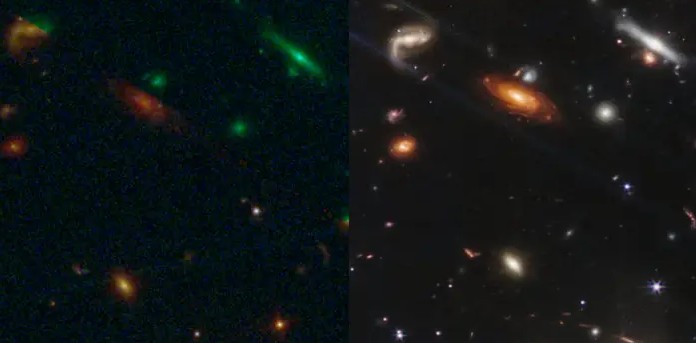 Nasa mostra diferença na qualidade de imagens do James Webb em relação ao Hubble — Foto: Reprodução NASA
