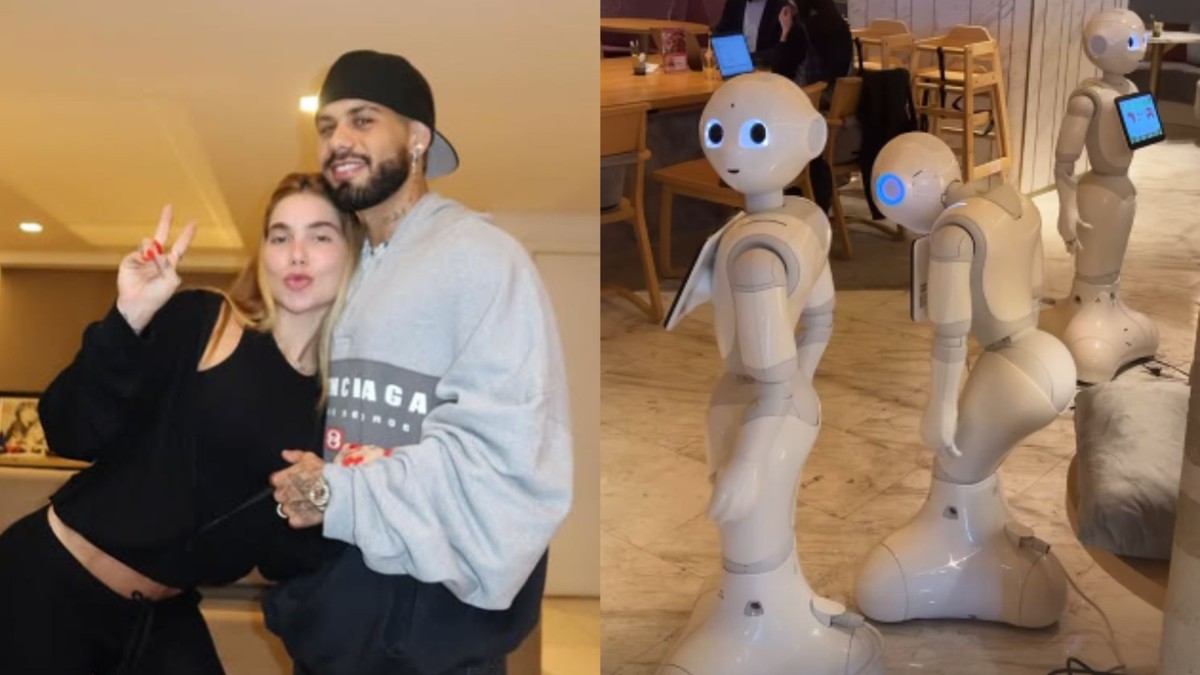 Virginia Fonseca e Zé Felipe são atendidos por garçons robôs no Japão e ...