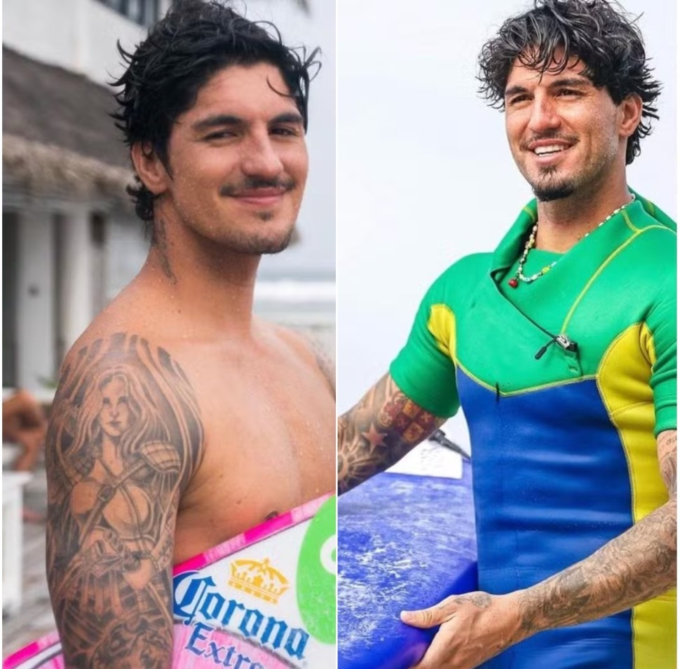 O surfista Gabriel Medina mantém o mesmo corte de cabelo e cavanhaque, ficou apenas mais velho — Foto: Reprodução / Redes sociais