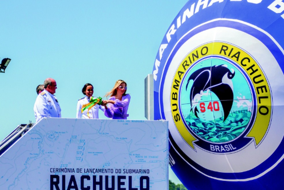 Marcela Temer foi madrinha de submarino Riachuelo em 2018 — Foto: Divulgação/Marinha