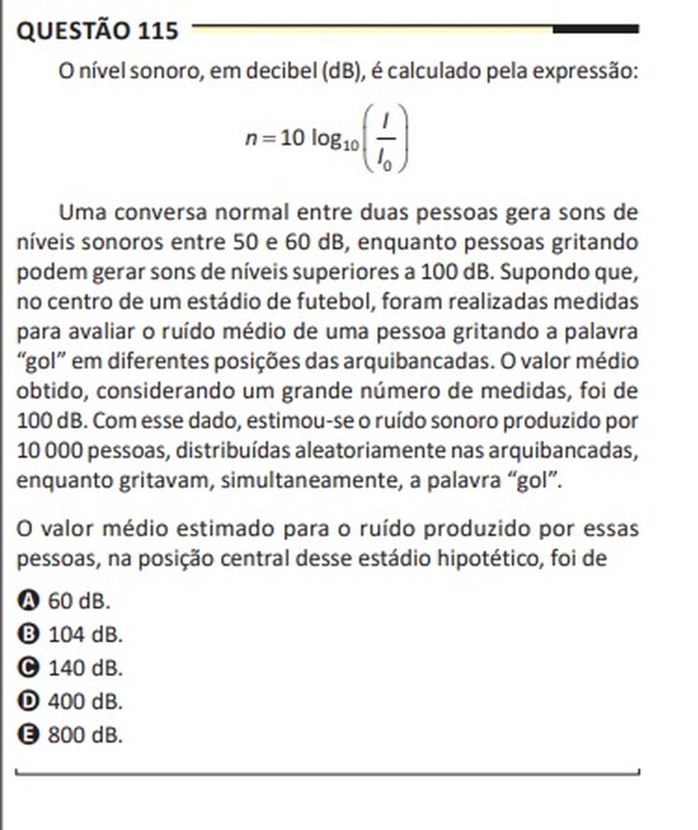 Veja questão anulada no segundo dia de provas — Foto: Reprodução