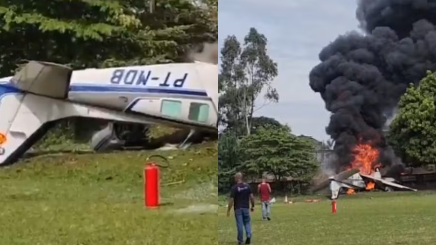 Avião de pequeno porte cai em Marília (SP) e mata duas pessoas