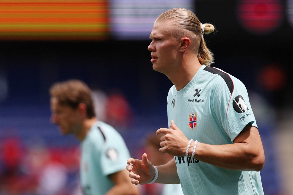 Haaland a serviço da seleção da Noruega — Foto: Vincent Carchietta / GETTY IMAGES NORTH AMERICA / Getty Images via AFP