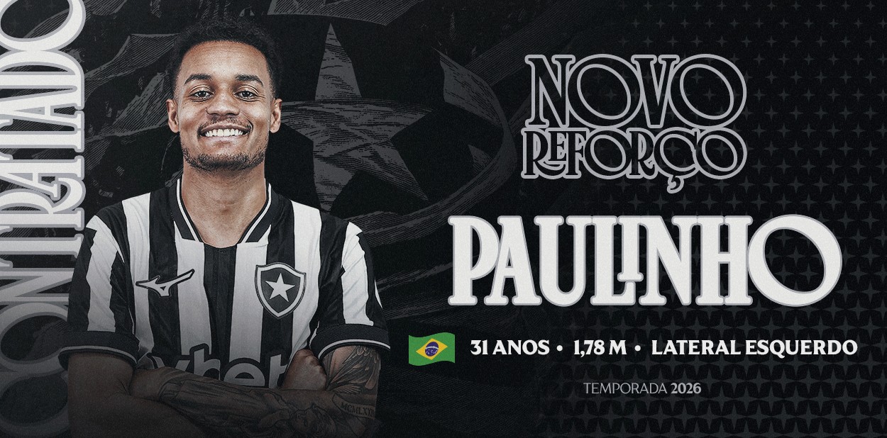 Botafogo anuncia contratação do lateral-esquerdo Paulinho, primeiro reforço do segundo semestre