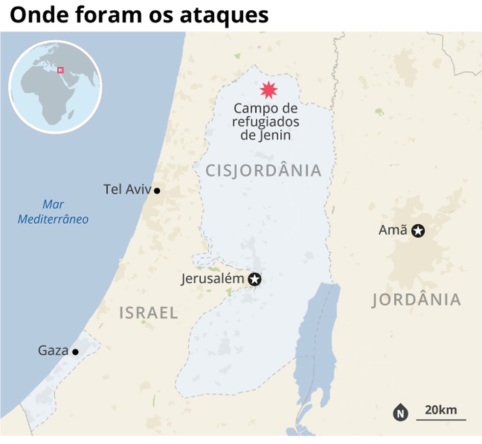 Ataques israelenses na Cisjordânia acirram tensão no Oriente Médio — Foto: Arte O Globo