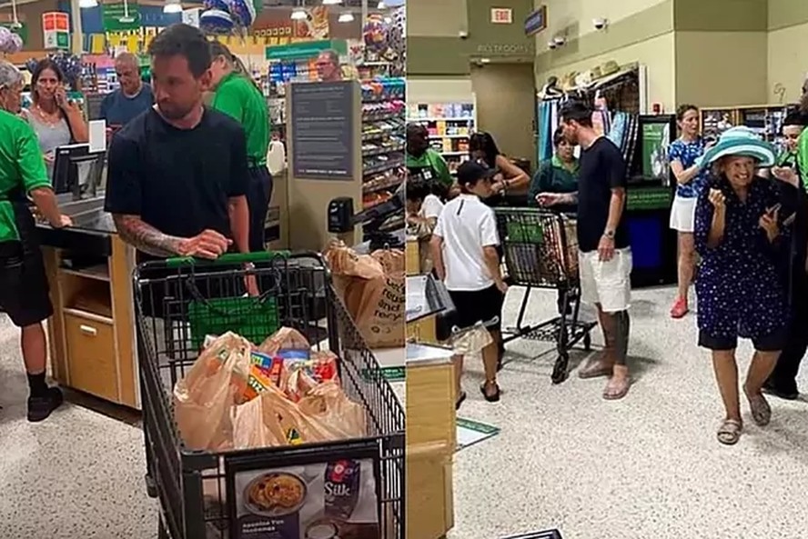 Messi vai a supermercado de Miami e é tietado; fotos