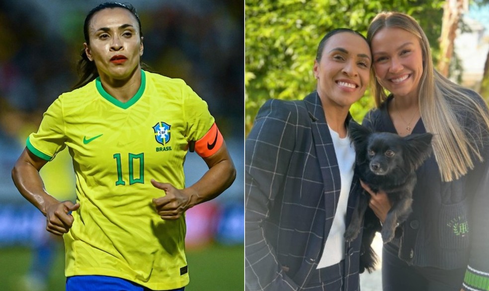 Atacante Marta com a namorada Carrie Lawrence — Foto: Reprodução / Redes sociais