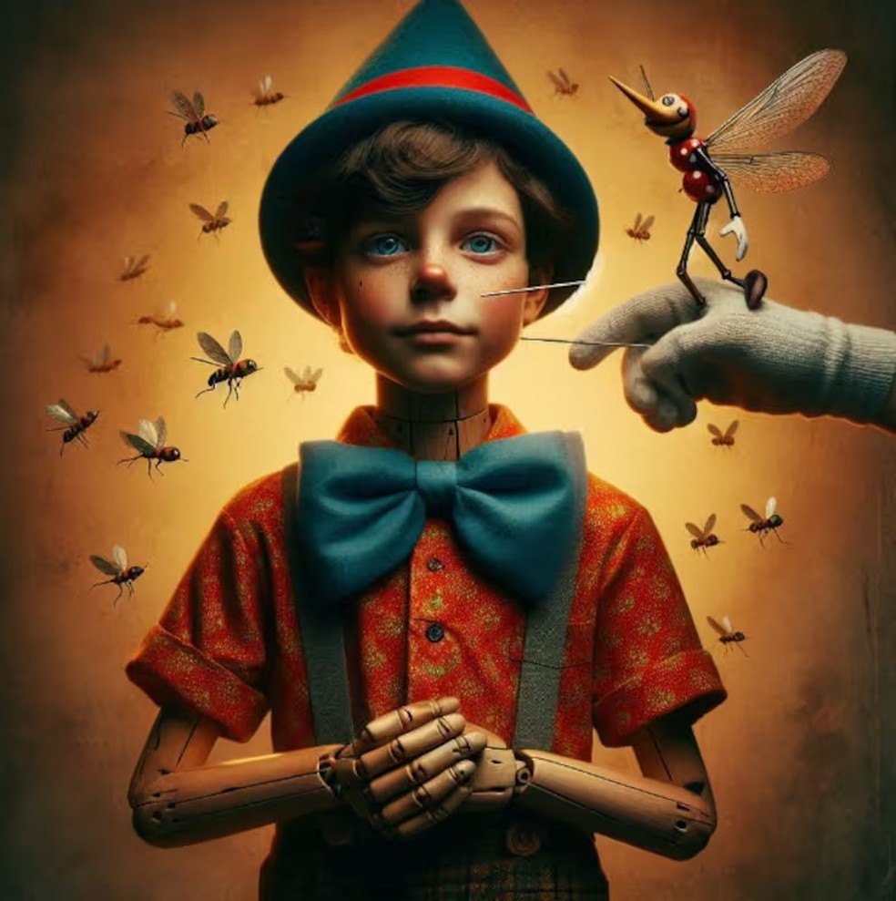 Como seria o Pinóquio na vida real, segundo a inteligência artificial? — Foto: Copilot