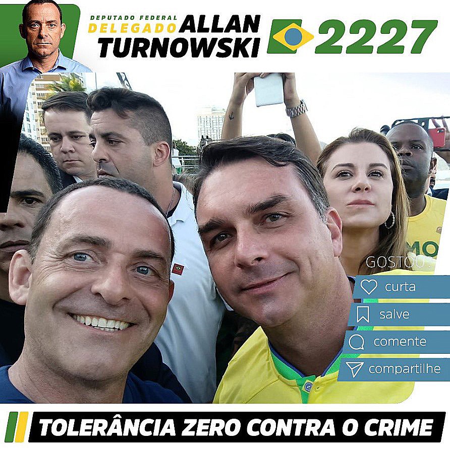 Post de campanha de Turnowski: foto com Flávio Bolsonaro — Foto: Reprodução