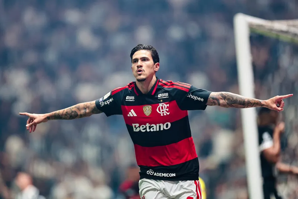 Pedro abriu placar para o Flamengo contra o Atlético-MG — Foto: Gilvan de Souza/Flamengo
