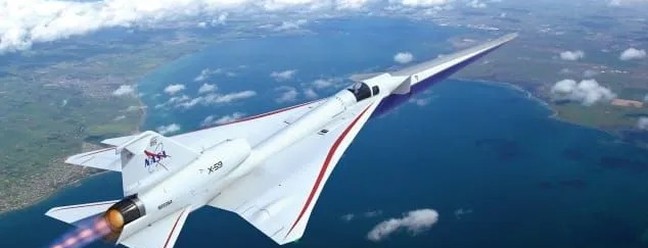 X-59 (NASA/Lockheed Martin): Avião supersônico experimental projetado para reduzir o estrondo sônico. Deve gerar dados para permitir mudanças regulatórias nos EUA. — Foto: Divulgação