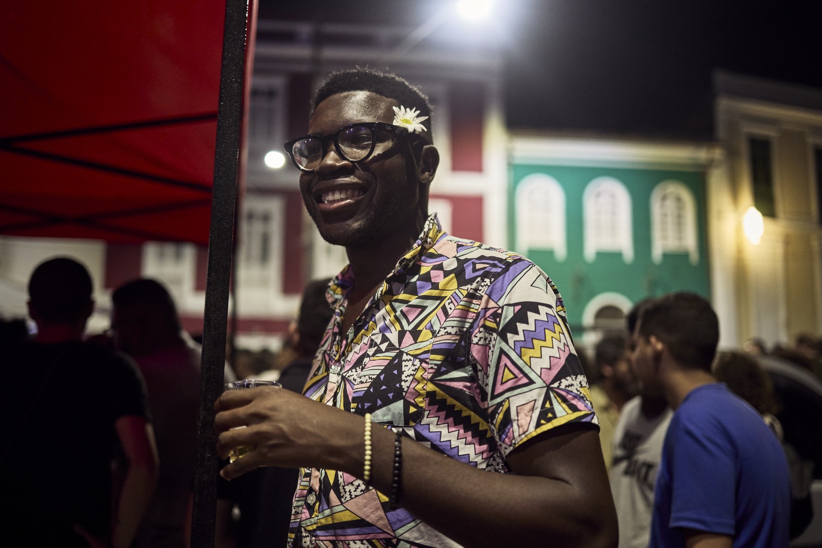 Jayson Toweh, norte-americano, durante uma roda de Carimbó — Foto: Marina Calderon