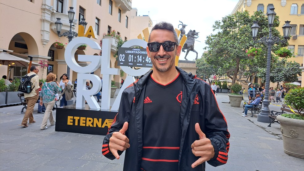 Gabriel Gusmão, torcedor rubro-negro na final da Libertadores — Foto: Davi Ferreira