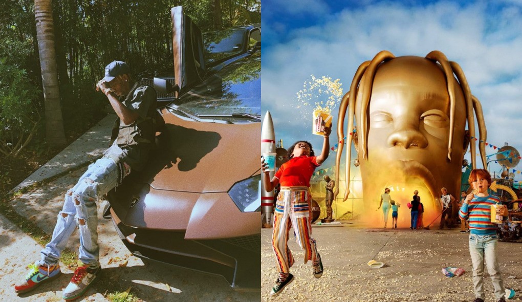 EM 2018, Travis Scott Lançou O Aclamado Aclbum "Astroworld" - foto: reprodução/instagram/@travisscott(esquerda); Divulgação(Direita)