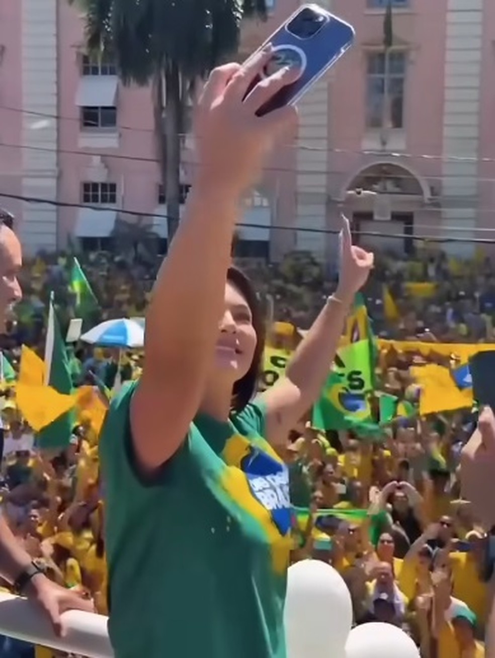 Michelle Bolsonaro participa de ato pela anistia em Belém, no Pará — Foto: Reprodução / Redes sociais