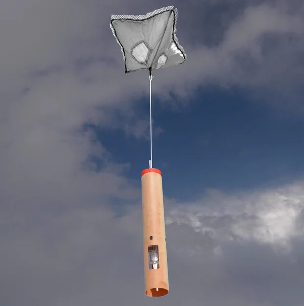The equipment, known as a probe, descends with small parachutes and takes two to four measurements per second until it falls into the ocean - Image: Holger Vömel/NSF NCAR