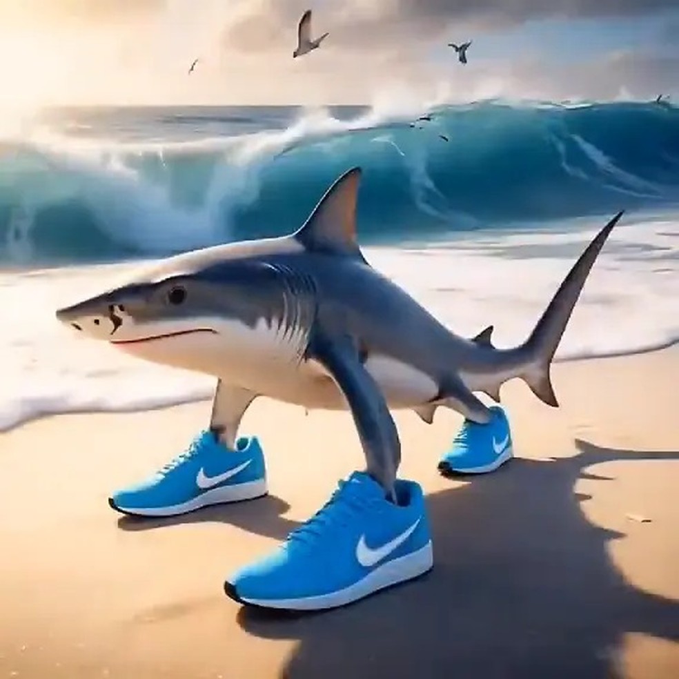 The shark with Nike sneakers became furious in 2025 — Photo: Reproduction/Social Media