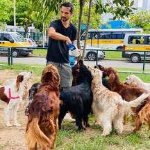 Jeff com os cães durante encontro de Setters no Rio, em 2021 — Foto: Reprodução / Instagram